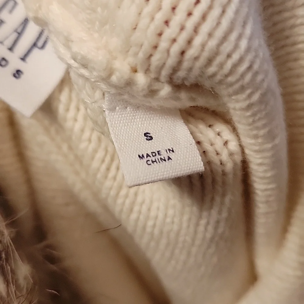 Gap Kids Ivory Sweater Poncho Fur Trimmed Hoodie